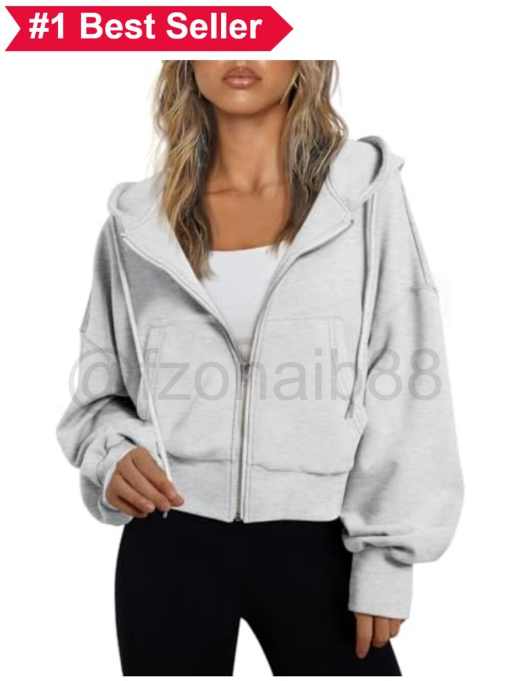 🧥 Zip Up Cropped Hoodie Jacket Drawstring Pockets Relaxed Fit Athleisure